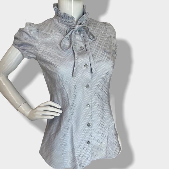Authentic Burberry Blue Check Ruffle Top - Picture 7 of 16